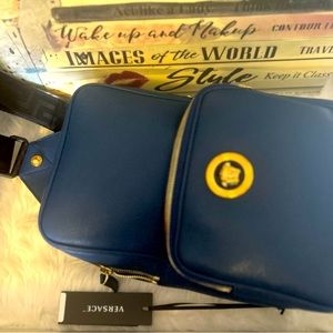 BNWT Versace grained leather cross body unisex bag